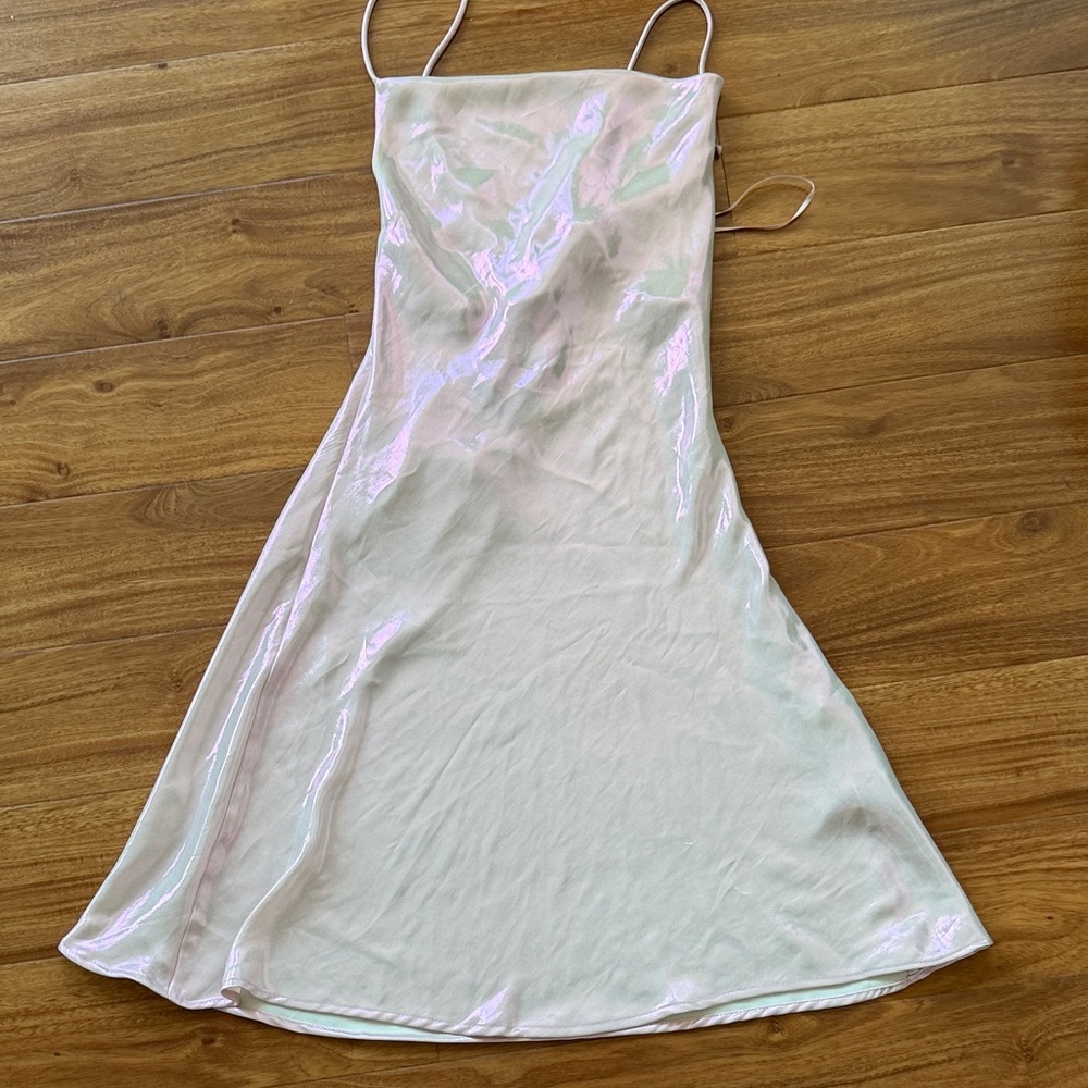Zara Iridescent Pink Slip Dress